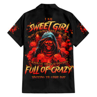 Rose Skull Family Matching Short Sleeve Bodycon Dress and Hawaiian Shirt Iam Sweet Girl But If You Piss Me Off - Wonder Print Shop