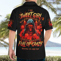 Rose Skull Hawaiian Shirt Iam Sweet Girl But If You Piss Me Off - Wonder Print Shop