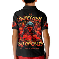 Rose Skull Kid Polo Shirt Iam Sweet Girl But If You Piss Me Off - Wonder Print Shop