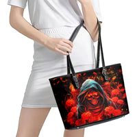 Rose Skull Leather Tote Bag Iam Sweet Girl But If You Piss Me Off - Wonder Print Shop