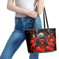 Rose Skull Leather Tote Bag Iam Sweet Girl But If You Piss Me Off - Wonder Print Shop