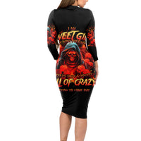 Rose Skull Long Sleeve Bodycon Dress Iam Sweet Girl But If You Piss Me Off - Wonder Print Shop