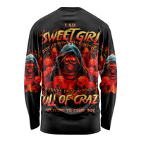 Rose Skull Long Sleeve Shirt Iam Sweet Girl But If You Piss Me Off - Wonder Print Shop