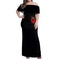 Rose Skull Off Shoulder Maxi Dress Iam Sweet Girl But If You Piss Me Off - Wonder Print Shop