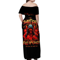 Rose Skull Off Shoulder Maxi Dress Iam Sweet Girl But If You Piss Me Off - Wonder Print Shop