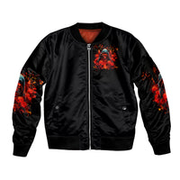 Rose Skull Sleeve Zip Bomber Jacket Iam Sweet Girl But If You Piss Me Off - Wonder Print Shop