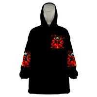 Rose Skull Wearable Blanket Hoodie Iam Sweet Girl But If You Piss Me Off - Wonder Print Shop