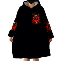 Rose Skull Wearable Blanket Hoodie Iam Sweet Girl But If You Piss Me Off - Wonder Print Shop