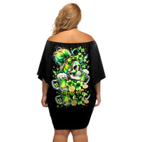 Irish Skull Family Matching Off Shoulder Short Dress and Hawaiian Shirt Drink Up Bitches - Wonder Print Shop
