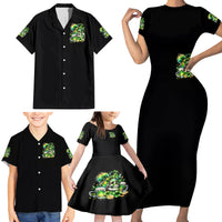 Irish Skull Family Matching Short Sleeve Bodycon Dress and Hawaiian Shirt Drink Up Bitches - Wonder Print Shop