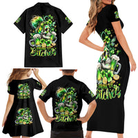 Irish Skull Family Matching Short Sleeve Bodycon Dress and Hawaiian Shirt Drink Up Bitches - Wonder Print Shop