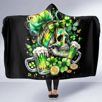 Irish Skull Hooded Blanket Drink Up Bitches