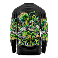 Irish Skull Long Sleeve Shirt Drink Up Bitches - Wonder Print Shop