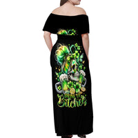 Irish Skull Off Shoulder Maxi Dress Drink Up Bitches - Wonder Print Shop