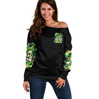 Irish Skull Off Shoulder Sweater Drink Up Bitches - Wonder Print Shop