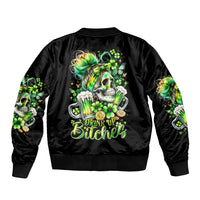 Irish Skull Sleeve Zip Bomber Jacket Drink Up Bitches - Wonder Print Shop