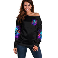 Rose Skull Off Shoulder Sweater Just So We Are Clear I'm Not Afraid Of You - Wonder Print Shop