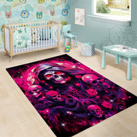 Rose Skull Area Rug Stuck Between IDK IDC And IDGAF - Wonder Print Shop