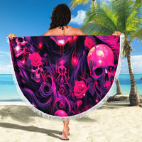 Rose Skull Beach Blanket Stuck Between IDK IDC And IDGAF - Wonder Print Shop