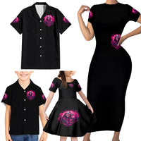 Rose Skull Family Matching Short Sleeve Bodycon Dress and Hawaiian Shirt Stuck Between IDK IDC And IDGAF - Wonder Print Shop