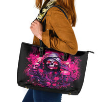 Rose Skull Leather Tote Bag Stuck Between IDK IDC And IDGAF - Wonder Print Shop