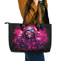 Rose Skull Leather Tote Bag Stuck Between IDK IDC And IDGAF - Wonder Print Shop
