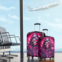 Rose Skull Luggage Cover Stuck Between IDK IDC And IDGAF - Wonder Print Shop