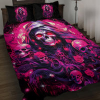 Rose Skull Quilt Bed Set Stuck Between IDK IDC And IDGAF - Wonder Print Shop