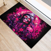 Rose Skull Rubber Doormat Stuck Between IDK IDC And IDGAF - Wonder Print Shop
