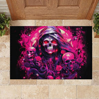Rose Skull Rubber Doormat Stuck Between IDK IDC And IDGAF - Wonder Print Shop