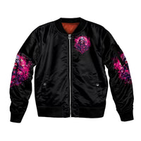 Rose Skull Sleeve Zip Bomber Jacket Stuck Between IDK IDC And IDGAF - Wonder Print Shop
