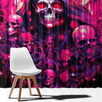 Rose Skull Window Curtain Stuck Between IDK IDC And IDGAF - Wonder Print Shop