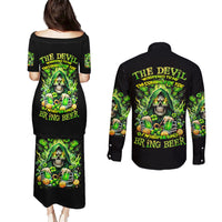 Irish Skull Couples Matching Puletasi and Long Sleeve Button Shirt The Devil Whispered To Me I'm Coming For You - Wonder Print Shop