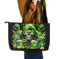 Irish Skull Leather Tote Bag The Devil Whispered To Me I'm Coming For You - Wonder Print Shop
