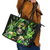 Irish Skull Leather Tote Bag The Devil Whispered To Me I'm Coming For You - Wonder Print Shop