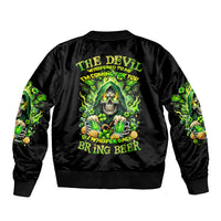 Irish Skull Sleeve Zip Bomber Jacket The Devil Whispered To Me I'm Coming For You - Wonder Print Shop