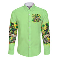 Irish Skull Family Matching Off Shoulder Long Sleeve Dress and Hawaiian Shirt The Devil Whispered To Me I'm Coming For You - Wonder Print Shop