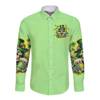Irish Skull Long Sleeve Button Shirt The Devil Whispered To Me I'm Coming For You - Wonder Print Shop