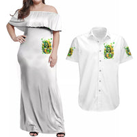 Irish Skull Couples Matching Off Shoulder Maxi Dress and Hawaiian Shirt To Wash Down Another Beer To Wash Down This Beer - Wonder Print Shop