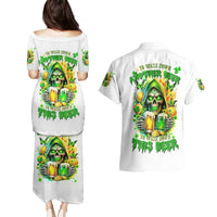 Irish Skull Couples Matching Puletasi and Hawaiian Shirt To Wash Down Another Beer To Wash Down This Beer - Wonder Print Shop