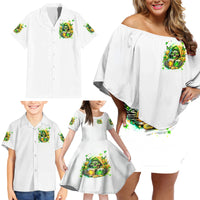Irish Skull Family Matching Off Shoulder Short Dress and Hawaiian Shirt To Wash Down Another Beer To Wash Down This Beer - Wonder Print Shop