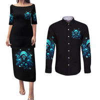 Witch Skull Couples Matching Puletasi and Long Sleeve Button Shirt The Good Girl In Me Got Tired Of The Bullshit - Wonder Print Shop