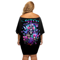 Fairy Skull Off Shoulder Short Dress Bitch I'm Not A Princess I'm The Fucking Queen - Wonder Print Shop
