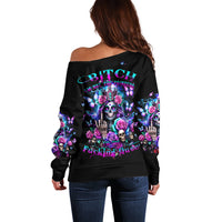 Fairy Skull Off Shoulder Sweater Bitch I'm Not A Princess I'm The Fucking Queen - Wonder Print Shop