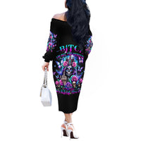 Fairy Skull Off The Shoulder Long Sleeve Dress Bitch I'm Not A Princess I'm The Fucking Queen - Wonder Print Shop