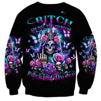 Fairy Skull Sweatshirt Bitch I'm Not A Princess I'm The Fucking Queen - Wonder Print Shop