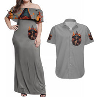 Witch Skull Couples Matching Off Shoulder Maxi Dress and Hawaiian Shirt A Wee Bit Wicked - Wonder Print Shop