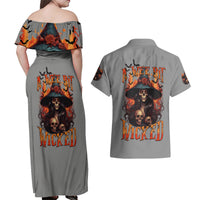 Witch Skull Couples Matching Off Shoulder Maxi Dress and Hawaiian Shirt A Wee Bit Wicked - Wonder Print Shop