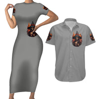 Witch Skull Couples Matching Short Sleeve Bodycon Dress and Hawaiian Shirt A Wee Bit Wicked - Wonder Print Shop