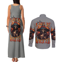 Witch Skull Couples Matching Tank Maxi Dress and Long Sleeve Button Shirt A Wee Bit Wicked - Wonder Print Shop